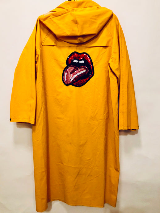 Unique Original One of a Kind Hand Appliquéd THE TONGUE Raincoat - HYLAN SHOOB