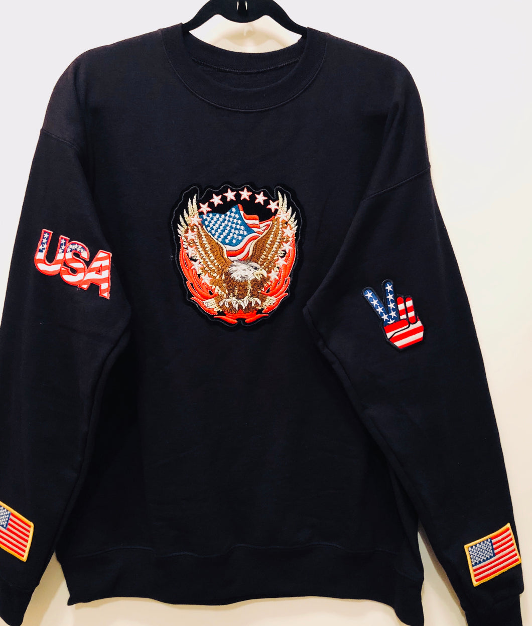 Unique Original One of a Kind Hand Appliquéd THE EAGLE Sweatshirt - HYLAN SHOOB