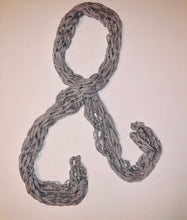 Load image into Gallery viewer, Unique Original One of a Kind Hand Knitted GRAY 100% Cotton Jersey Scarf
