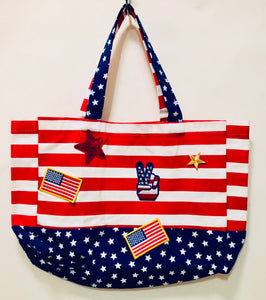 Unique Original One of a Kind Hand Appliquéd THE STARS AND STRIPES Tote Bag - HYLAN SHOOB