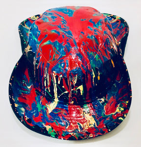 Unique Original One of a Kind Hand Painted LIVING IN COLOR Vintage Hat - HYLAN SHOOB