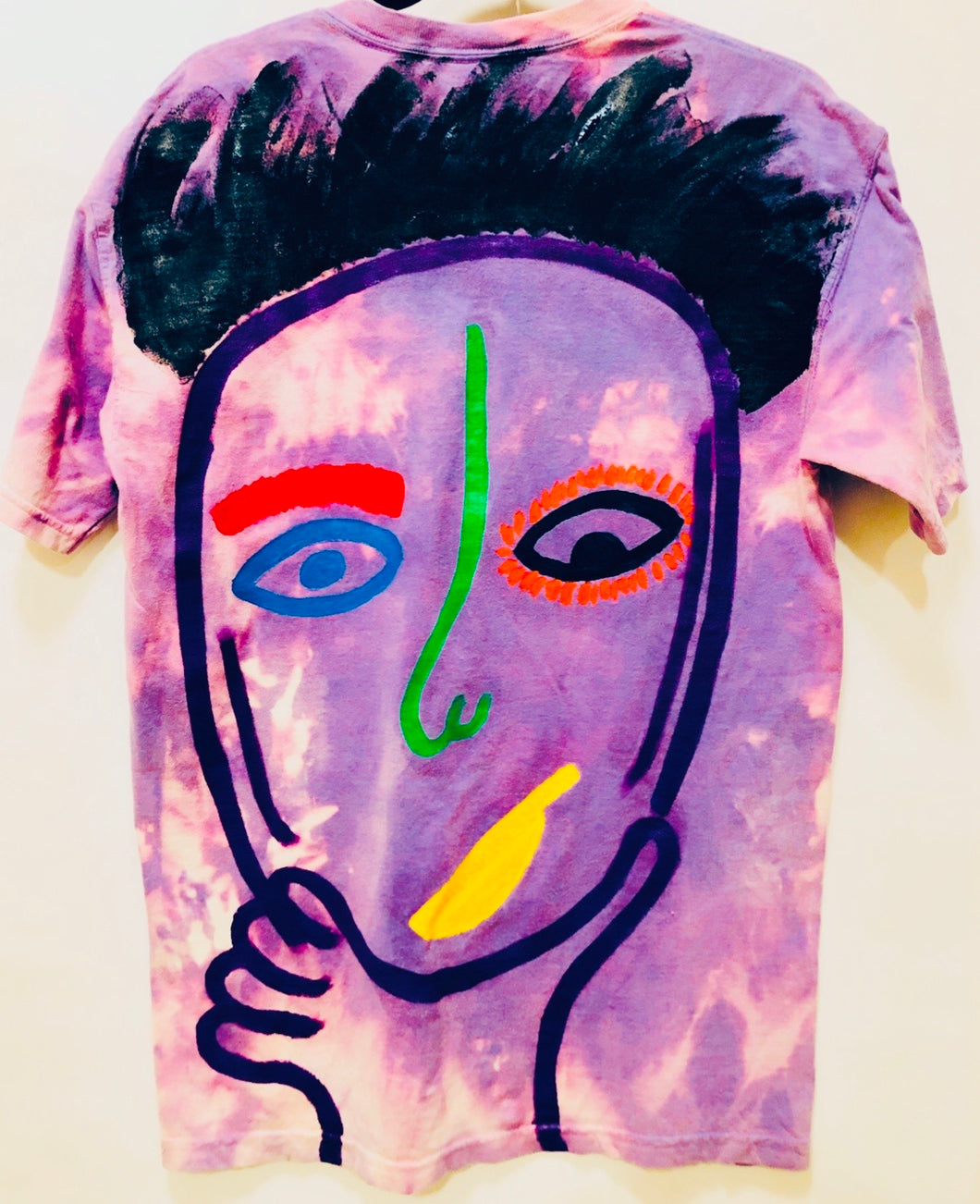 Unique Original One of a Kind Hand Dyed Bleached and Painted THINKING Hanes T-Shirt