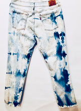 Load image into Gallery viewer, Unique Original One of a Kind Hand Bleached Distressed Ripped Deconstructed Raw Edge BE SEEN Denim Jeans - HYLAN SHOOB
