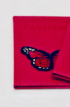 Load image into Gallery viewer, Unique Original One of a Kind Hand Appliquéd Hot Pink Leather Passport Holder - HYLAN SHOOB
