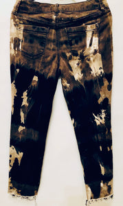 Unique Original One of a Kind Hand Dyed Distressed Raw Edge LIVE LIFE Jeans - HYLAN SHOOB