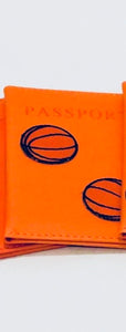 Unique Original One of a Kind Hand Appliquéd Orange Leather Passport Holder - HYLAN SHOOB