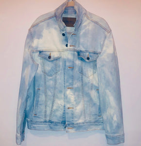 Unique Original One of a Kind Hand Dyed CLOUDS IN THE SKY Denim Jacket