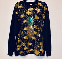 Load image into Gallery viewer, Unique Original One of a Kind Hand Appliquéd and Painted PINEAPPLE PARADISE Hoodie Sweatshirt
