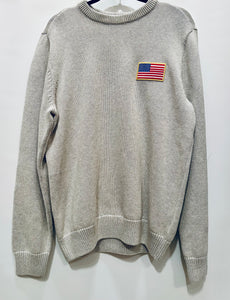 Unique Original One of a Kind Hand Appliquéd Oatmeal Heather American Flag 🇺🇸 Sweater