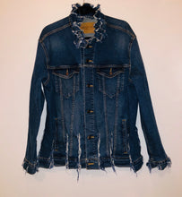 Load image into Gallery viewer, Unique Original One of a Kind Hand CARWASH Dyed and Distressed Denim Jacket
