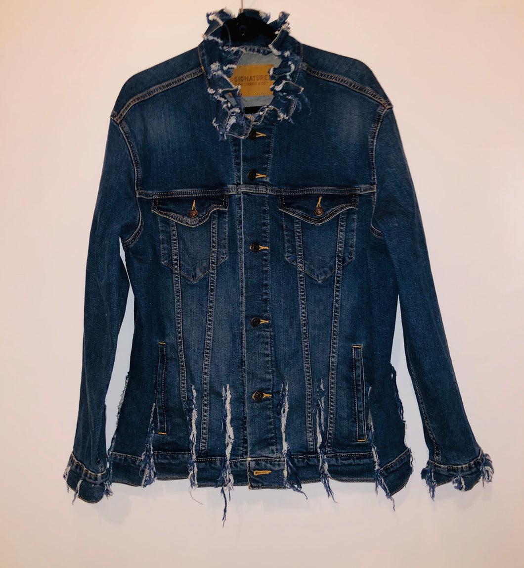 Unique Original One of a Kind Hand CARWASH Dyed and Distressed Denim Jacket