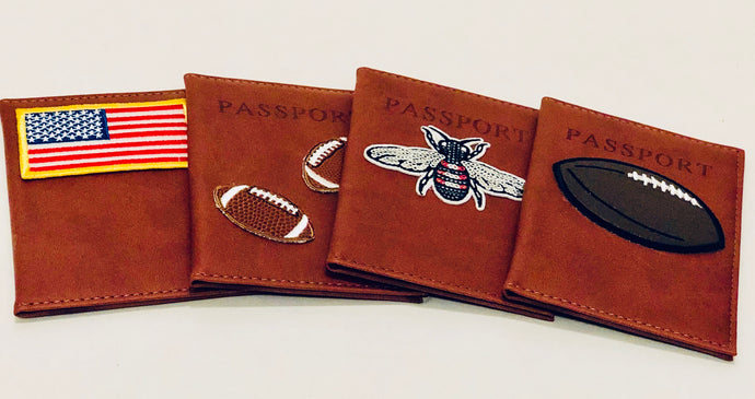 Unique Original One of a Kind Hand Appliquéd British Tan Leather Passport Holder - HYLAN SHOOB