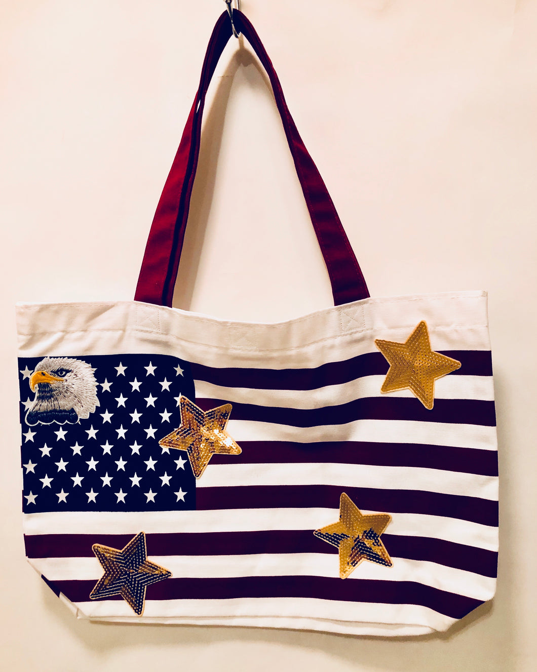 Unique Original One of a Kind Hand Appliquéd STARS Tote Bag - HYLAN SHOOB