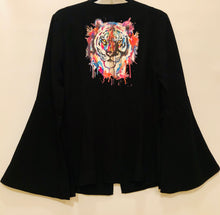 Load image into Gallery viewer, Unique Original One of a Kind Hand Heat Appliquéd THE TIGER Flare Sleeve Blazer - HYLAN SHOOB
