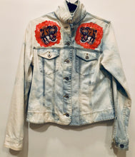 Load image into Gallery viewer, Unique Original One of a Kind Hand Dyed Bleached Painted and Appliquéd EYE OF THE TIGER Denim Jacket - HYLAN SHOOB
