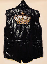 Load image into Gallery viewer, Unique Original One of a Kind Hand Appliquéd HEAVY IS THE HEAD THAT WEARS THE CROWN Puffer Vest - HYLAN SHOOB
