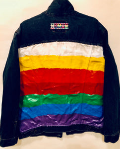 Unique Original One of a Kind Hand Painted and Appliquéd HUMAN Vintage Denim Jacket - HYLAN SHOOB