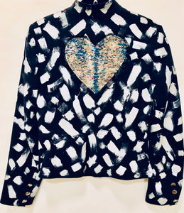 Unique Original One of a Kind Hand Appliquéd and Painted HEART AND SOUL Jacket - HYLAN SHOOB