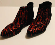 Load image into Gallery viewer, Unique Original One of a Kind Hand Painted FIRE Vintage Suede Ankle Boots
