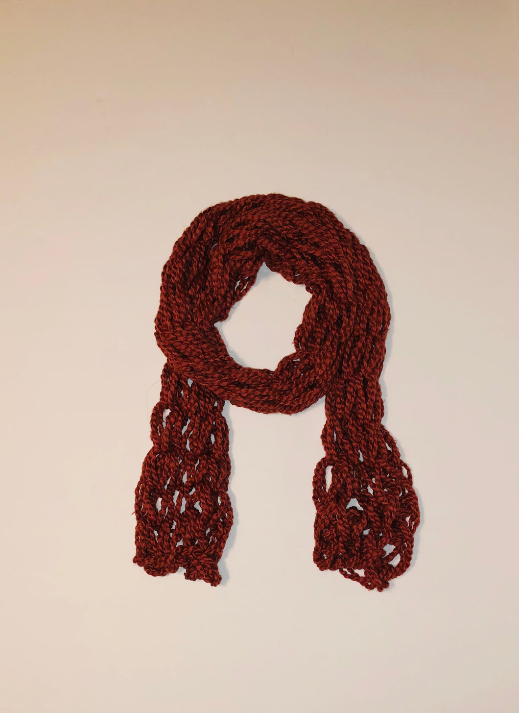 Unique Original One of a Kind Hand Knitted RUST 100% Cotton Scarf