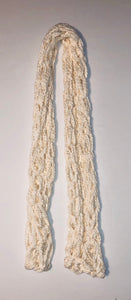 Unique Original One of a Kind Hand Knitted CREAM 100% Cotton Scarf