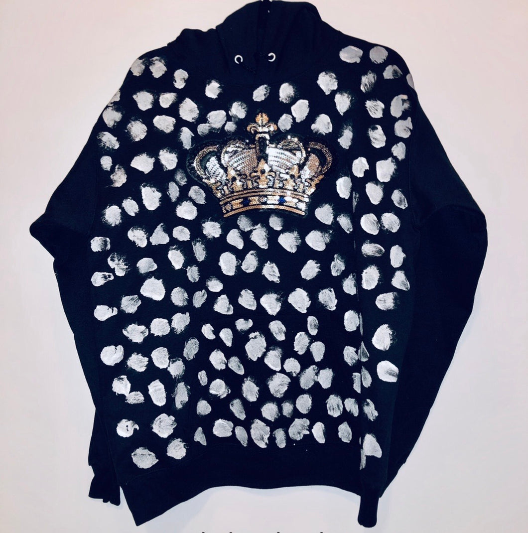 Unique Original One of a Kind Hand Painted and Appliquéd CROWNING GLORY Hoodie Sweatshirt