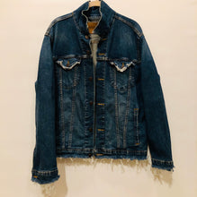 Load image into Gallery viewer, Unique Original One of a Kind Hand Painted Distressed Multicolor LOVE Denim Jacket
