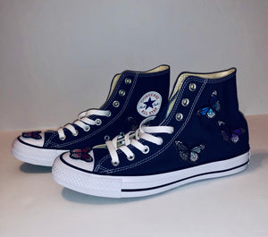 Unique Original One of a Kind Hand Appliquéd TRANSFORM AND FLY High Top Sneakers