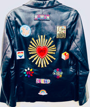 Load image into Gallery viewer, Unique Original One of a Kind Hand Appliquéd LOVE IS THE ANSWER Leather Jacket - HYLAN SHOOB
