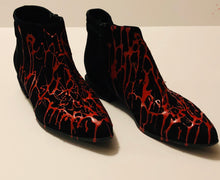 Load image into Gallery viewer, Unique Original One of a Kind Hand Painted FIRE Vintage Suede Ankle Boots
