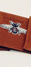 Load image into Gallery viewer, Unique Original One of a Kind Hand Appliquéd British Tan Leather Passport Holder - HYLAN SHOOB
