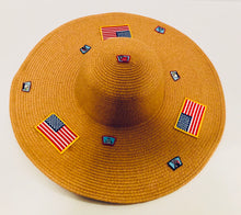 Load image into Gallery viewer, Unique Original One of a Kind Hand Appliquéd Wide Brim Straw Hat
