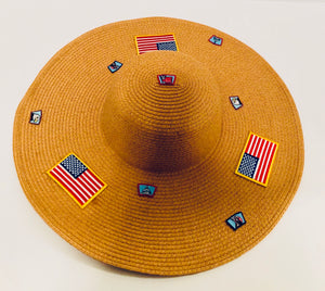 Unique Original One of a Kind Hand Appliquéd Wide Brim Straw Hat