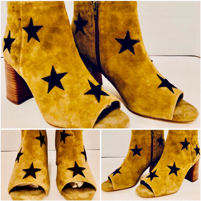 Unique Original One of a Kind Hand Appliquéd REACH FOR THE STARS Booties - HYLAN SHOOB