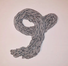 Load image into Gallery viewer, Unique Original One of a Kind Hand Knitted GRAY 100% Cotton Jersey Scarf
