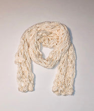 Load image into Gallery viewer, Unique Original One of a Kind Hand Knitted CREAM 100% Cotton Scarf
