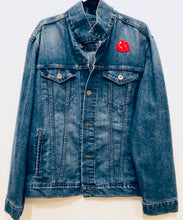 Load image into Gallery viewer, Unique Original One of a Kind Hand Painted and Appliquéd SMILE Denim Jacket - HYLAN SHOOB
