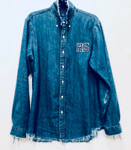 Load image into Gallery viewer, Unique Original One of a Kind Hand Appliquéd Monogram HS Denim Shirt - HYLAN SHOOB
