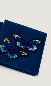 Unique Original One of a Kind Hand Appliquéd Navy Leather Passport Holder - HYLAN SHOOB