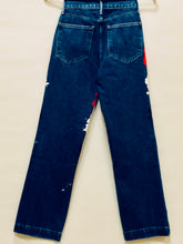 Load image into Gallery viewer, Unique Original One of a Kind Hand Painted THE RED WHITE AND BLUE Denim Jeans - HYLAN SHOOB
