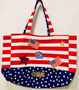 Unique Original One of a Kind Hand Appliquéd THE STARS AND STRIPES Tote Bag - HYLAN SHOOB