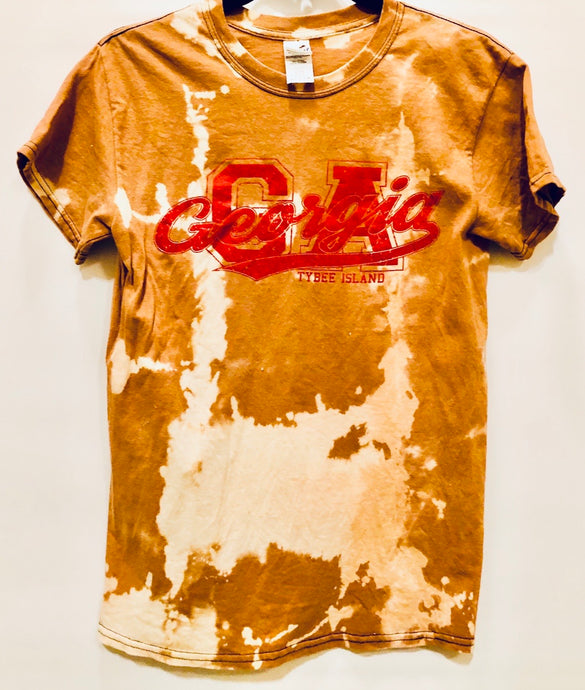 Unique Original One of a Kind Hand Dyed and Distressed GEORGIA T-Shirt - HYLAN SHOOB