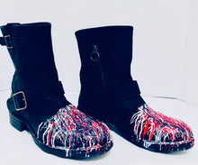 Load image into Gallery viewer, Unique Original One of a Kind Hand Painted THE RED WHITE AND BLUE Leather Boots - HYLAN SHOOB
