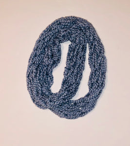 Unique Original One of a Kind Hand Knitted BEAUTIFUL BLUE 100% Cotton Infinity Scarf