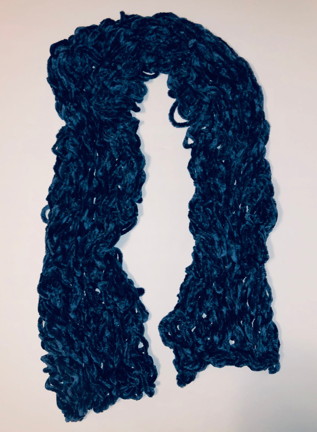 Unique Original One of a Kind Hand Knitted BALTIC SEA BLUE Velvet Scarf