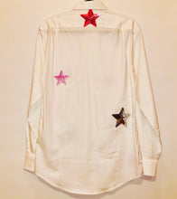 Load image into Gallery viewer, Unique Original One of a Kind Hand Appliquéd STARS IN THE SKY Shirt - HYLAN SHOOB
