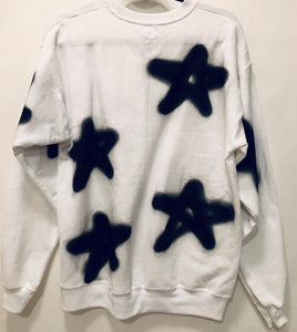 Unique Original One of a Kind Hand Painted Graffiti STAR LIGHT Sweatshirt - HYLAN SHOOB