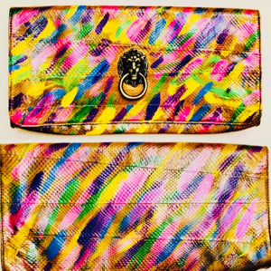 Unique Original One of a Kind Hand Appliquéd and Painted THE LION Clutch Handbag