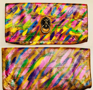 Unique Original One of a Kind Hand Appliquéd and Painted THE LION Clutch Handbag - HYLAN SHOOB