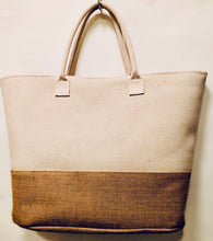 Load image into Gallery viewer, Unique Original One of a Kind Hand Appliquéd Canvas and Burlap Tote Bag - HYLAN SHOOB
